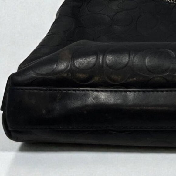 Coach Black Leather Signature Logo Charm Inner Pocket Zipper Crossbody Handbag - Picture 13 of 13